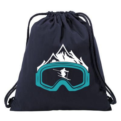 Skiing Winter Sports Gift Skier Ski Mountains Skiing Gift Drawstring Bag