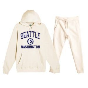 Seattle Washington Sea Dark Blue Premium Hooded Sweatsuit Set