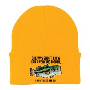 She Was Short Fat And Had A Big Mouth Bass Funny Fishing Knit Cap Winter Beanie