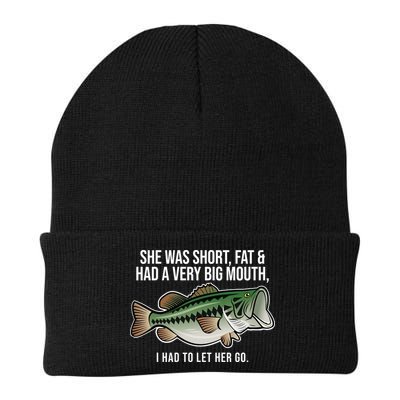 She Was Short Fat And Had A Big Mouth Bass Funny Fishing Beanie