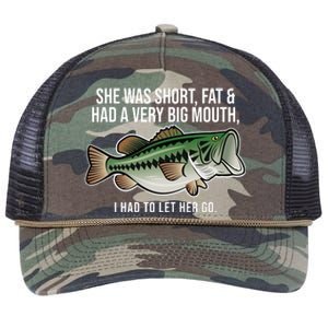 She Was Short Fat And Had A Big Mouth Bass Funny Fishing Retro Rope Trucker Hat Cap