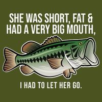 She Was Short Fat And Had A Big Mouth Bass Funny Fishing Sustainable Bucket Hat