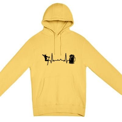 Skiing Winter Sports Heartbeat Ekg Skier Ski Skiing Meaningful Gift Premium Pullover Hoodie