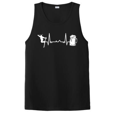 Skiing Winter Sports Heartbeat Ekg Skier Ski Skiing Meaningful Gift PosiCharge Competitor Tank