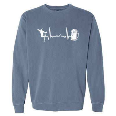 Skiing Winter Sports Heartbeat Ekg Skier Ski Skiing Meaningful Gift Garment-Dyed Sweatshirt