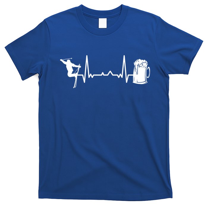 Skiing Winter Sports Heartbeat Ekg Skier Ski Skiing Meaningful Gift T-Shirt