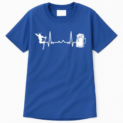 Skiing Winter Sports Heartbeat Ekg Skier Ski Skiing Meaningful Gift Tall T-Shirt