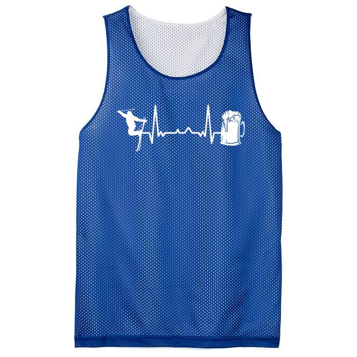 Skiing Winter Sports Heartbeat Ekg Skier Ski Skiing Meaningful Gift Mesh Reversible Basketball Jersey Tank