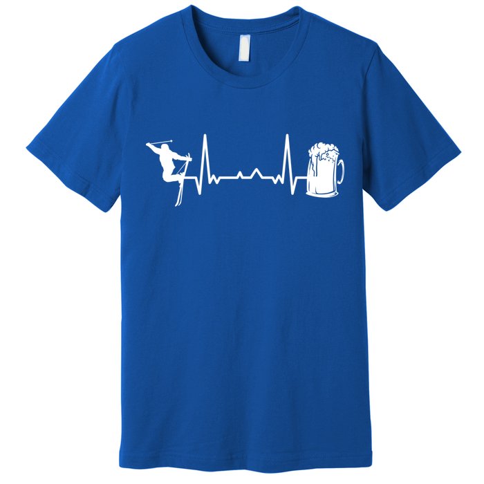 Skiing Winter Sports Heartbeat Ekg Skier Ski Skiing Meaningful Gift Premium T-Shirt