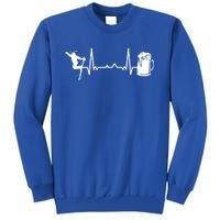 Skiing Winter Sports Heartbeat Ekg Skier Ski Skiing Meaningful Gift Tall Sweatshirt