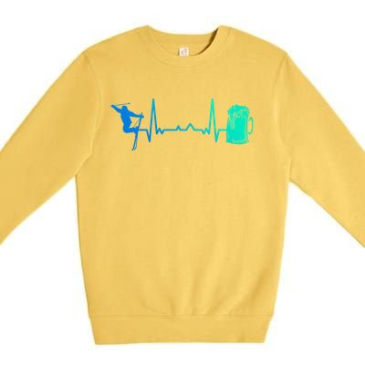 Skiing Winter Sports Heartbeat Ekg Skier Ski Skiing Gift Premium Crewneck Sweatshirt