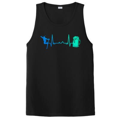 Skiing Winter Sports Heartbeat Ekg Skier Ski Skiing Gift PosiCharge Competitor Tank