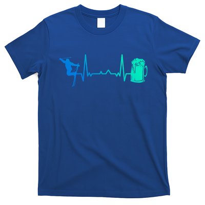 Skiing Winter Sports Heartbeat Ekg Skier Ski Skiing Gift T-Shirt