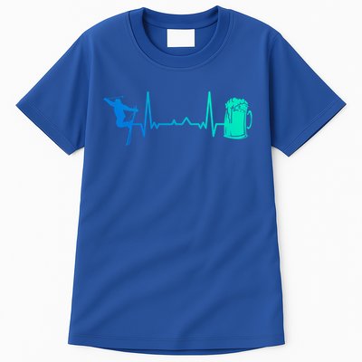 Skiing Winter Sports Heartbeat Ekg Skier Ski Skiing Gift Tall T-Shirt