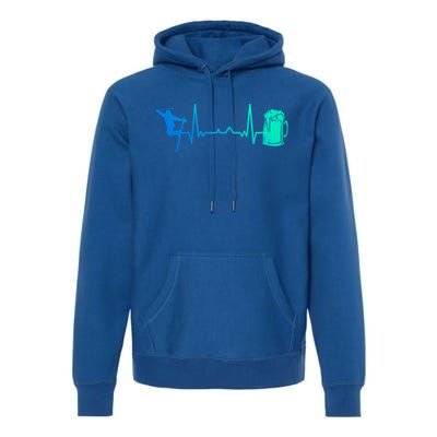 Skiing Winter Sports Heartbeat Ekg Skier Ski Skiing Gift Premium Hoodie