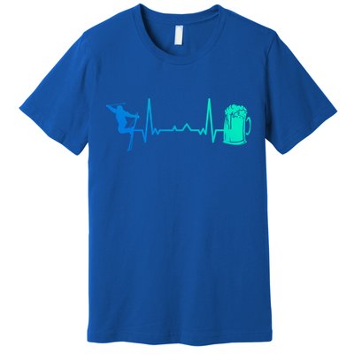 Skiing Winter Sports Heartbeat Ekg Skier Ski Skiing Gift Premium T-Shirt