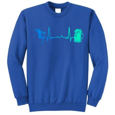 Skiing Winter Sports Heartbeat Ekg Skier Ski Skiing Gift Tall Sweatshirt