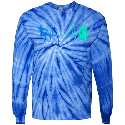 Skiing Winter Sports Heartbeat Ekg Skier Ski Skiing Gift Tie-Dye Long Sleeve Shirt