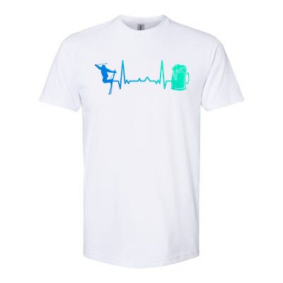 Skiing Winter Sports Heartbeat Ekg Skier Ski Skiing Gift Softstyle CVC T-Shirt