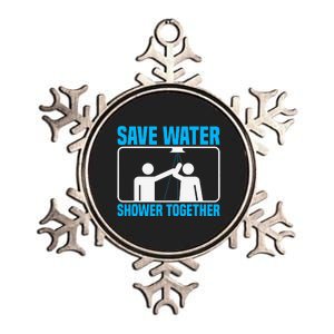 Save Water Shower Together Funny Jokes World Water Day Metallic Star Ornament