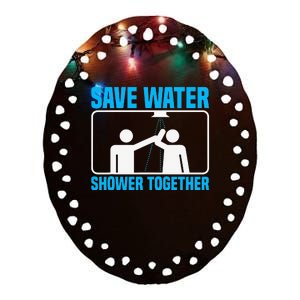 Save Water Shower Together Funny Jokes World Water Day Ceramic Oval Ornament