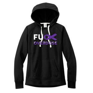 Support Warrior Survivor Funny Gift Fuck Overdose Awareness Gift Women's Fleece Hoodie