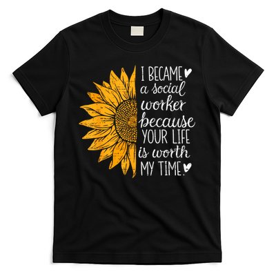 Social Worker Sunflower Caseworker Social Work Month T-Shirt