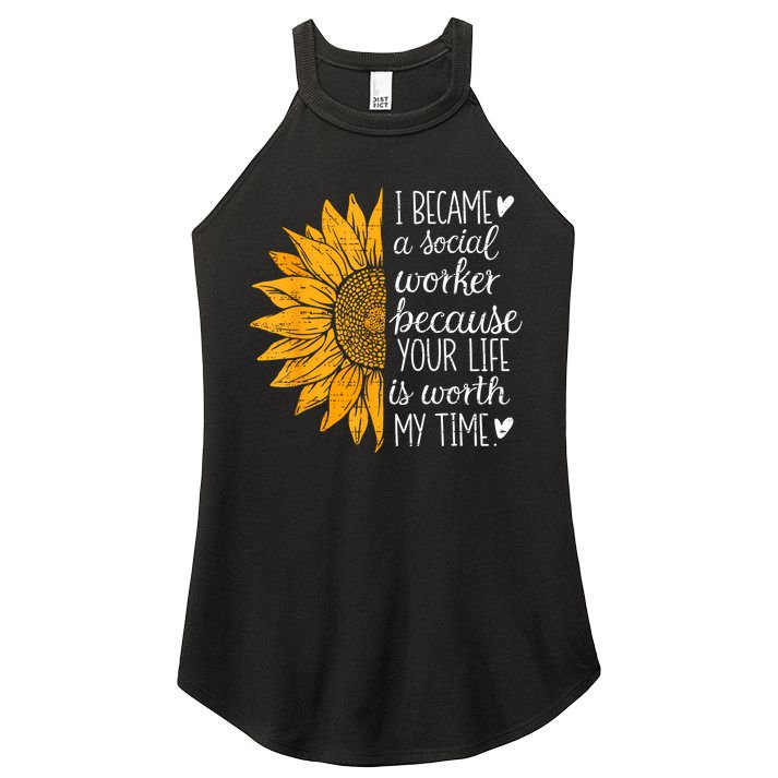 Social Worker Sunflower Caseworker Social Work Month Women's Perfect Tri Rocker Tank