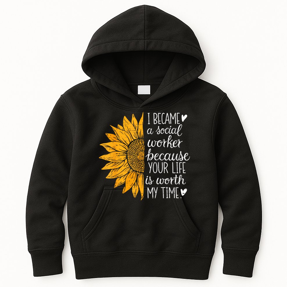 Social Worker Sunflower Caseworker Social Work Month Kids Hoodie