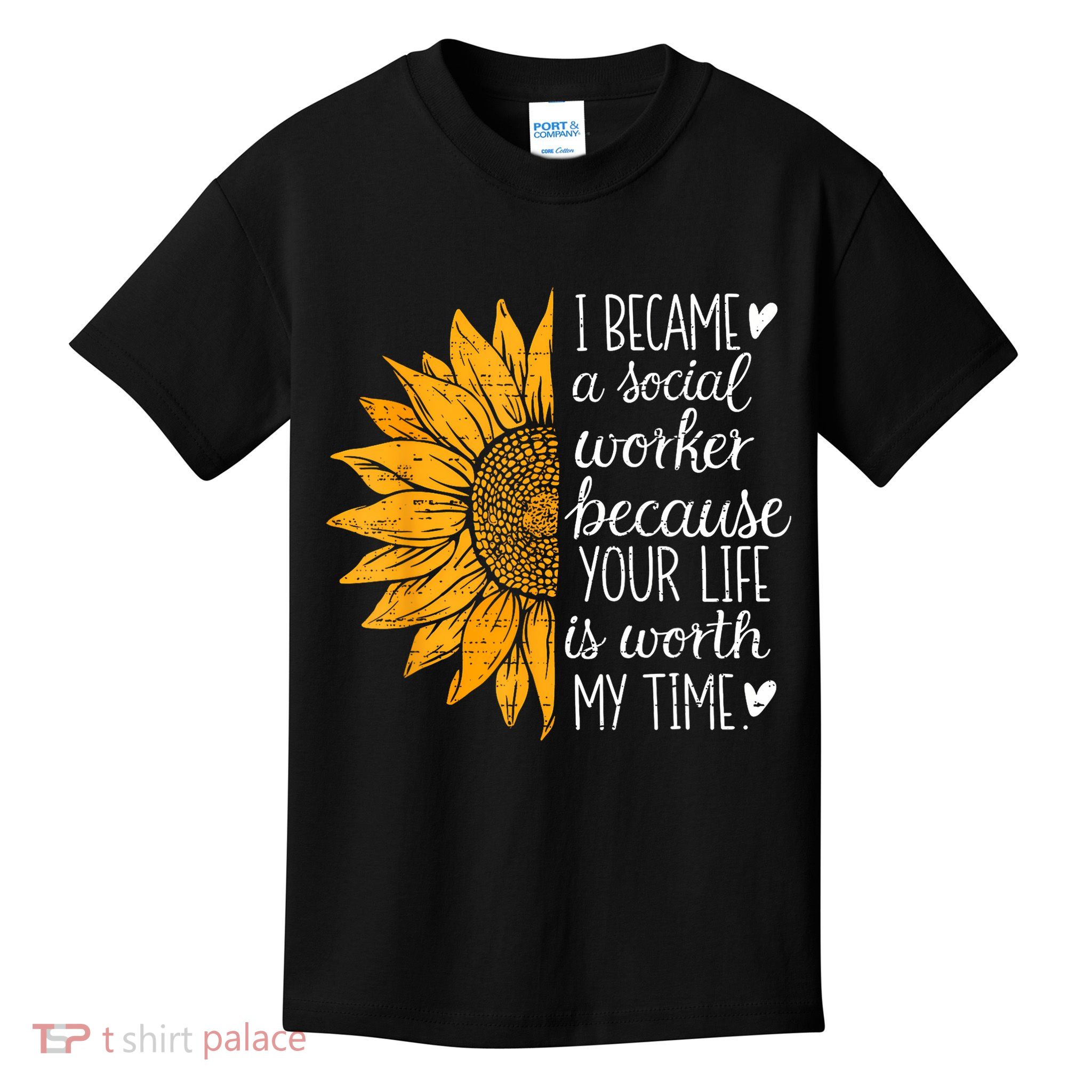 Social Worker Sunflower Caseworker Social Work Month Kids T-Shirt