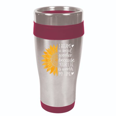 Social Worker Sunflower Caseworker Social Work Month 16oz Travel Tumbler