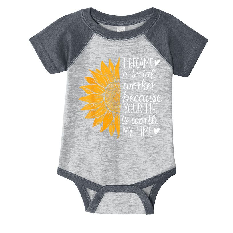 Social Worker Sunflower Caseworker Social Work Month Infant Baby Jersey Bodysuit