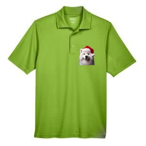 Samoyed With Santa Hat Christmas Xmas Dog Owner Mom Dad Gift Men's Origin Performance Pique Polo