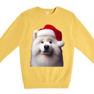 Samoyed With Santa Hat Christmas Xmas Dog Owner Mom Dad Gift Premium Crewneck Sweatshirt