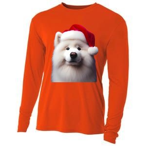 Samoyed With Santa Hat Christmas Xmas Dog Owner Mom Dad Gift Cooling Performance Long Sleeve Crew