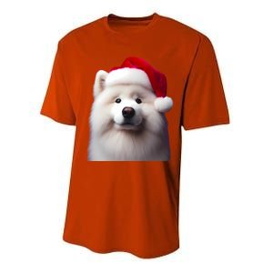 Samoyed With Santa Hat Christmas Xmas Dog Owner Mom Dad Gift Performance Sprint T-Shirt