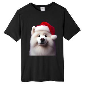 Samoyed With Santa Hat Christmas Xmas Dog Owner Mom Dad Gift Tall Fusion ChromaSoft Performance T-Shirt