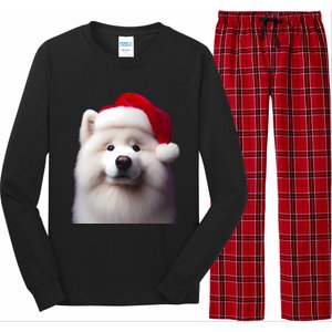 Samoyed With Santa Hat Christmas Xmas Dog Owner Mom Dad Gift Long Sleeve Pajama Set