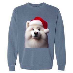 Samoyed With Santa Hat Christmas Xmas Dog Owner Mom Dad Gift Garment-Dyed Sweatshirt