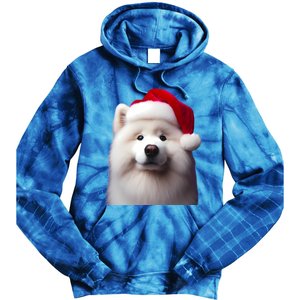 Samoyed With Santa Hat Christmas Xmas Dog Owner Mom Dad Gift Tie Dye Hoodie