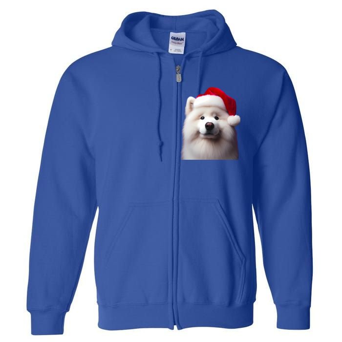 Samoyed With Santa Hat Christmas Xmas Dog Owner Mom Dad Gift Full Zip Hoodie