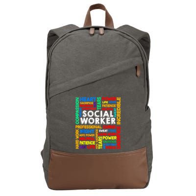 Social Worker S.hirt School Social Worker M.en Women Cotton Canvas Backpack
