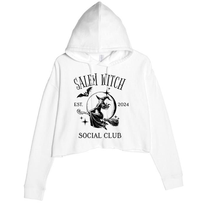 Salem Witch Social Club Est 2024 Witchy Halloween Witch Crop Fleece Hoodie