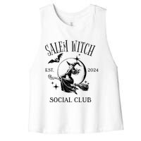 Salem Witch Social Club Est 2024 Witchy Halloween Witch Women's Racerback Cropped Tank