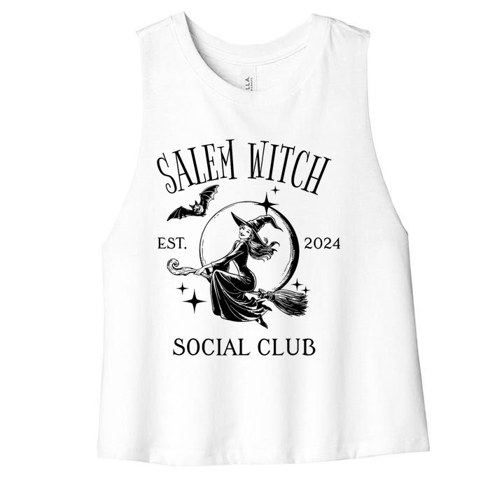 Salem Witch Social Club Est 2024 Witchy Halloween Witch Women's Racerback Cropped Tank