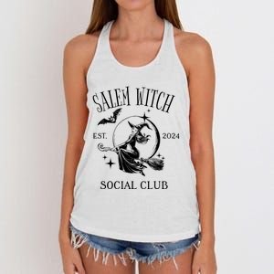 Salem Witch Social Club Est 2024 Witchy Halloween Witch Women's Knotted Racerback Tank