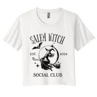 Salem Witch Social Club Est 2024 Witchy Halloween Witch Women's Crop Top Tee