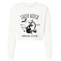 Salem Witch Social Club Est 2024 Witchy Halloween Witch Cropped Pullover Crew