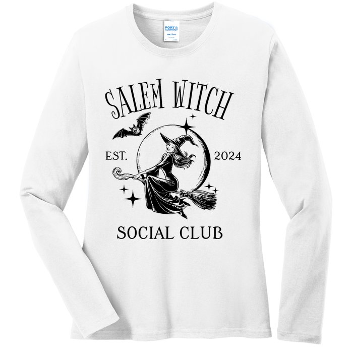 Salem Witch Social Club Est 2024 Witchy Halloween Witch Ladies Long Sleeve Shirt