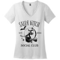 Salem Witch Social Club Est 2024 Witchy Halloween Witch Women's V-Neck T-Shirt